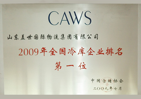 集团公司2009年全国冷库企业排名第一位
