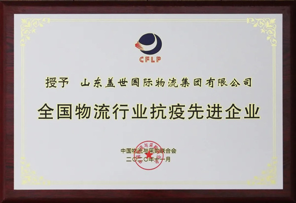多宝电竞集团获评“全国物盛行业抗疫先进企业”